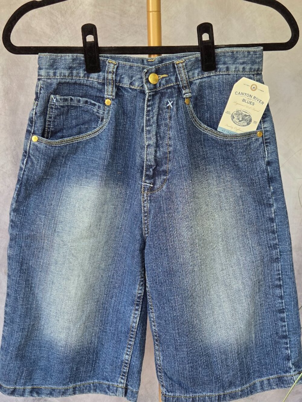 Boys Canyon River Blues Denim Shorts Sz 14 -Gold Chain Design On Back Pocket NWT